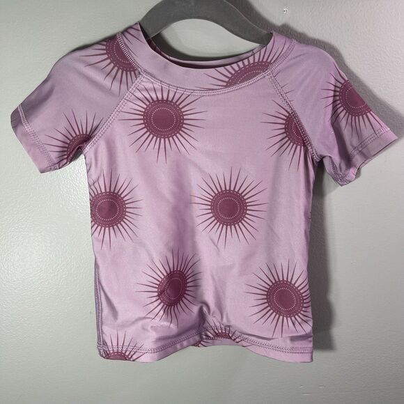 Kate Quinn Children's Rash Guard, Purple With Sunburst Pattern, Size 12-18M - Picture 1 of 4